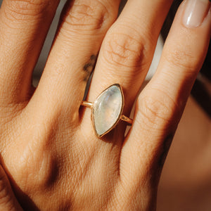 Rainbow Moonstone Elfin Ring