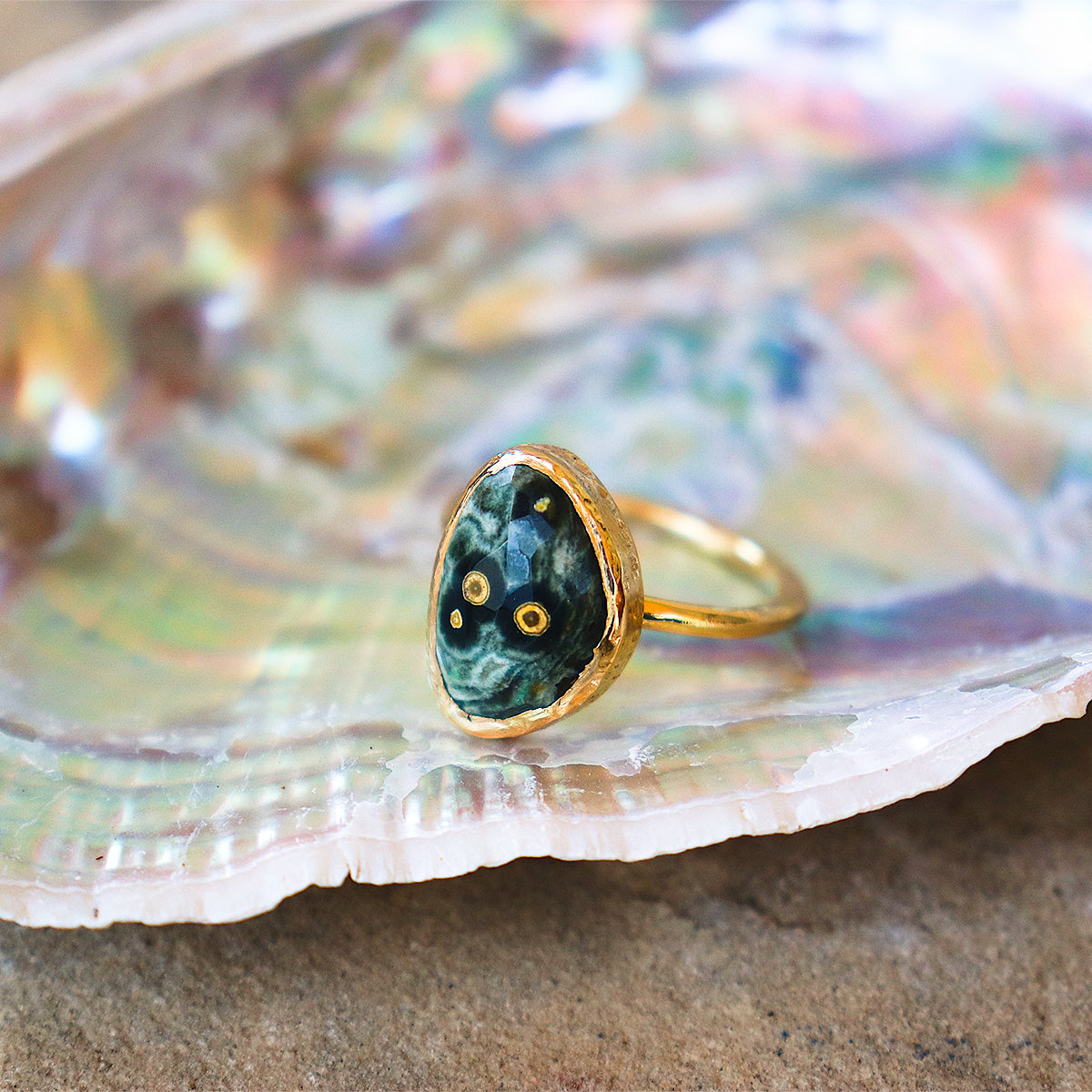 Ocean Jasper Elfin Ring