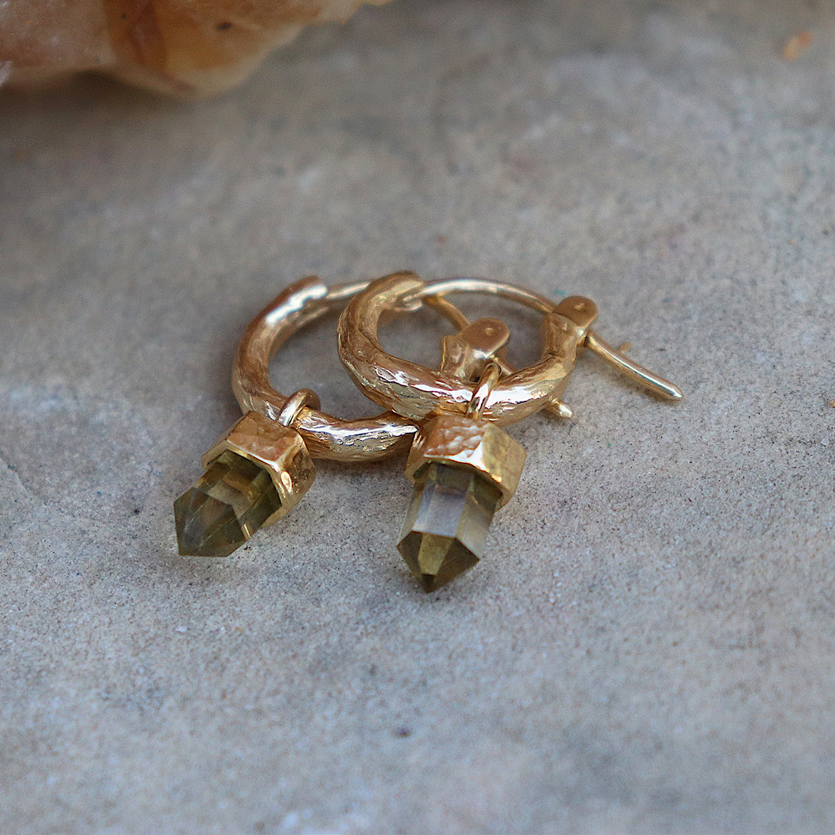 Wand Hoop Earrings || Citrine