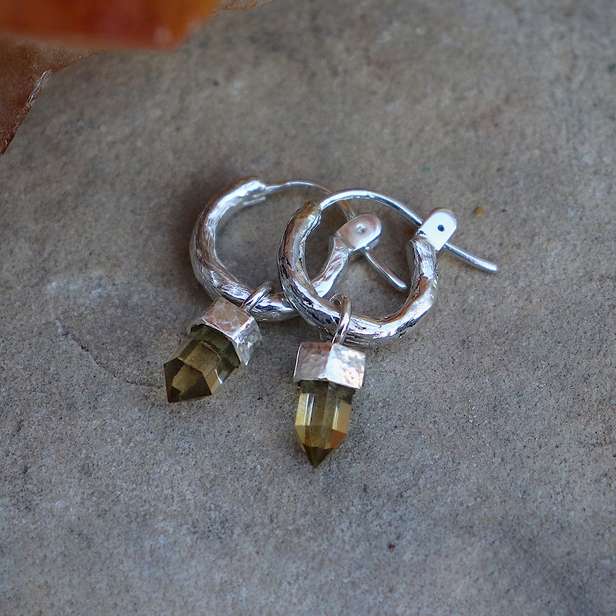 Wand Hoop Earrings || Citrine