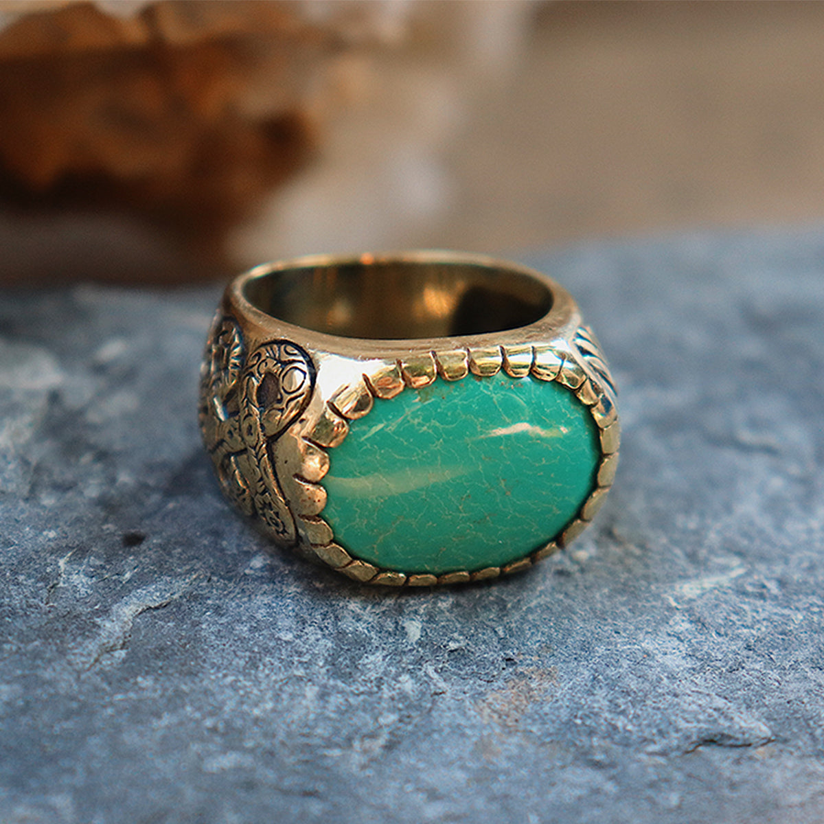 Men's Oval Simulated Turquoise Ring in Sterling Silver - Walmart.com