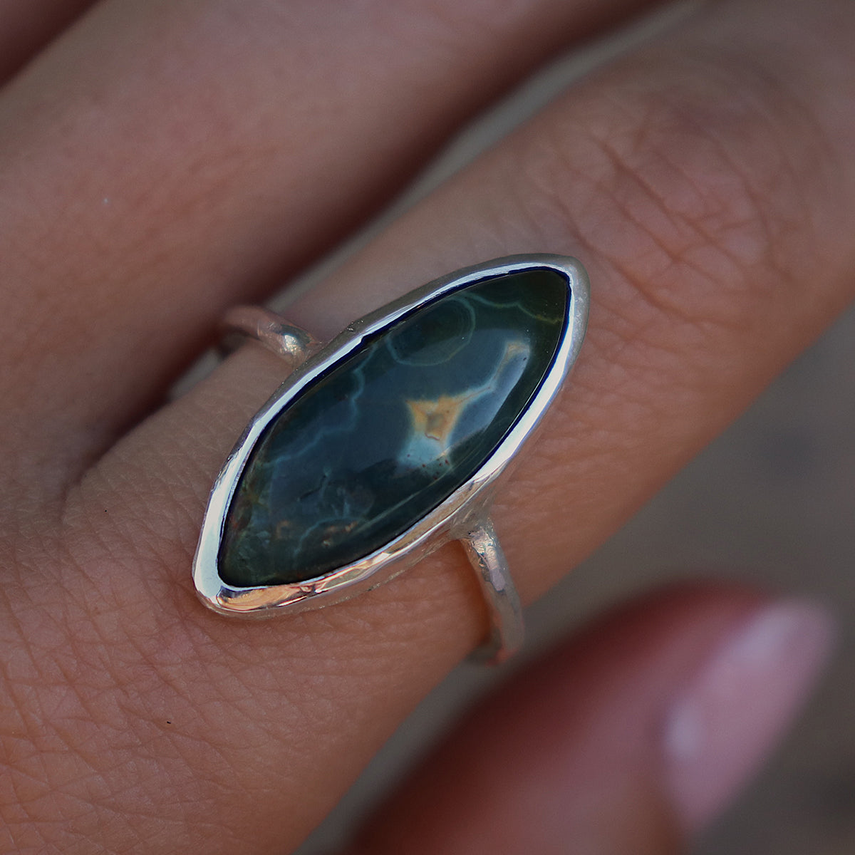 Ocean Jasper Elfin Ring