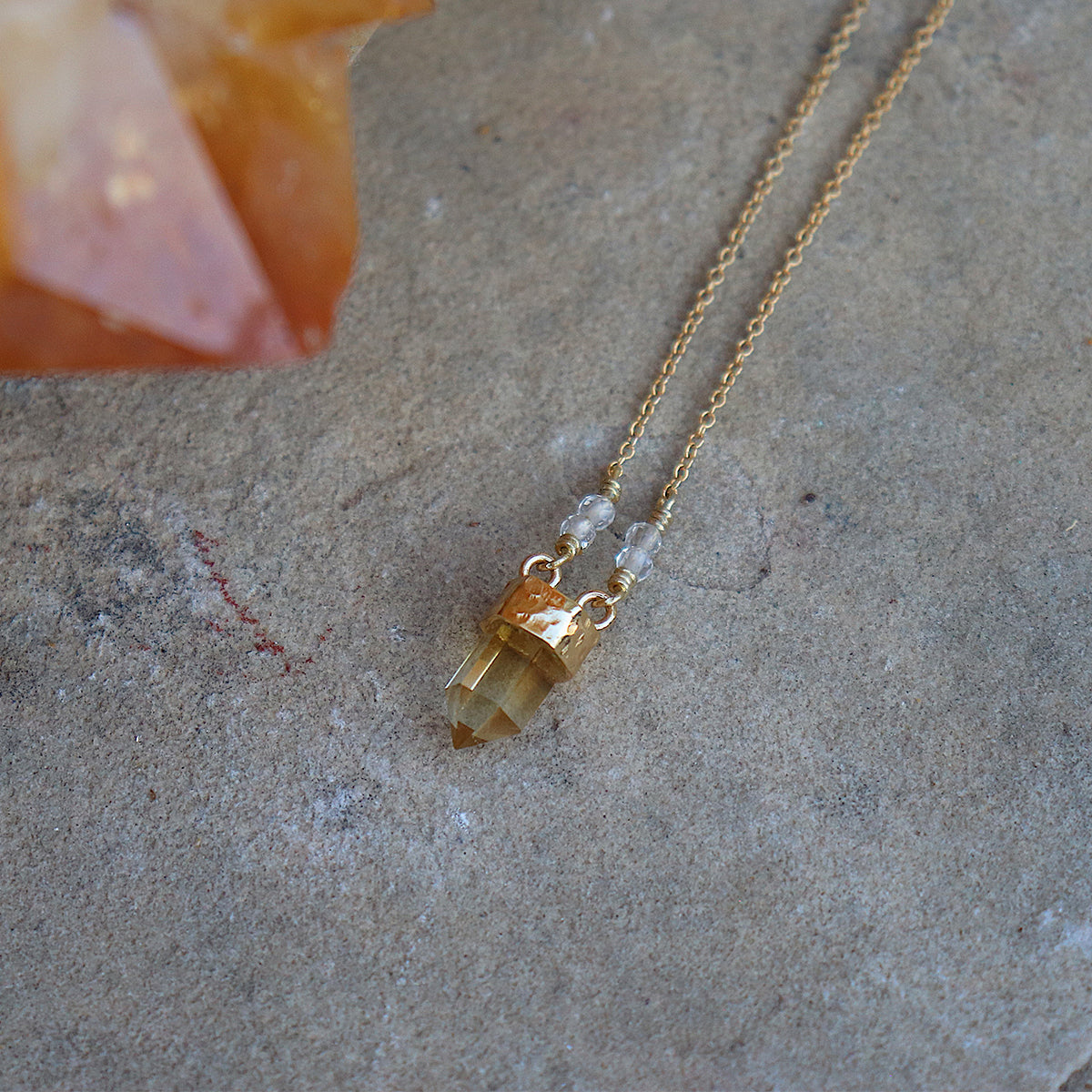 Wand Necklace || Citrine