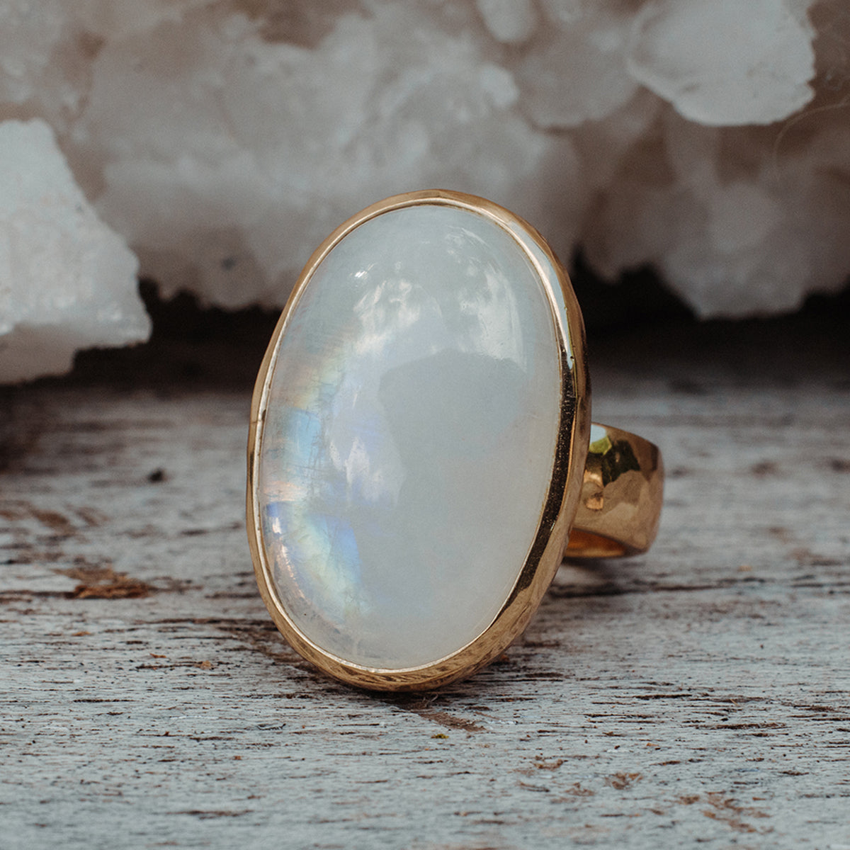 Rainbow Moonstone Ring