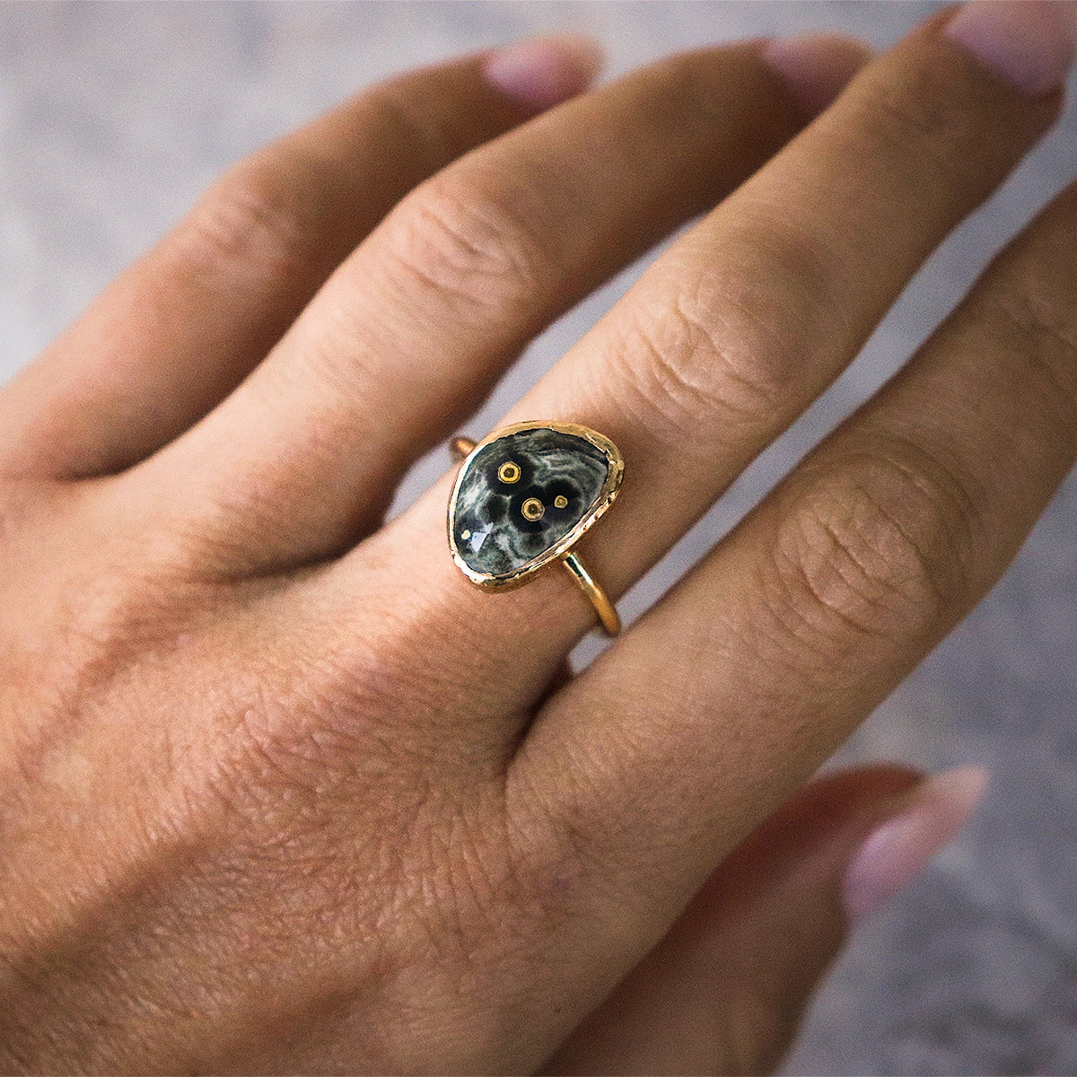 Ocean Jasper Elfin Ring