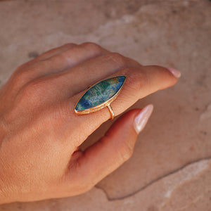 Azurite Crystal Elfin Ring