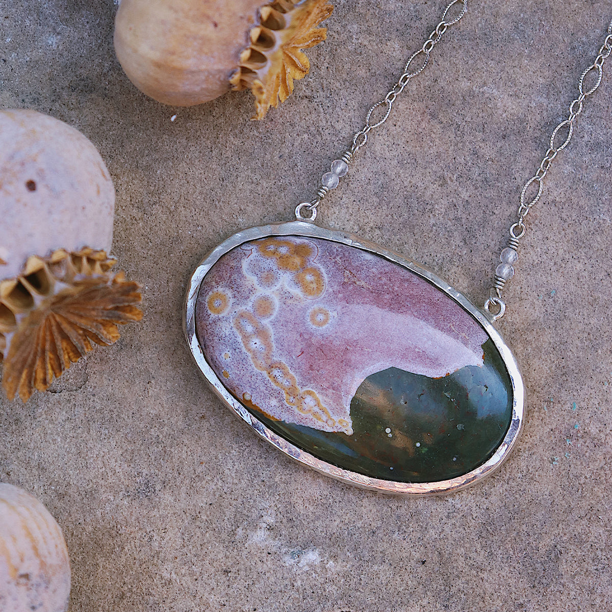 Ocean Jasper, wire-wrapped, necklace, sterling silver, 14k gold shops filled, handmade, unique, jewelry, gift for women, cream, yellow,brown,#1708