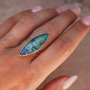 Azurite Crystal Elfin Ring