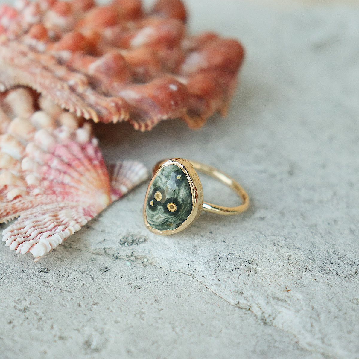 Ocean Jasper Elfin Ring