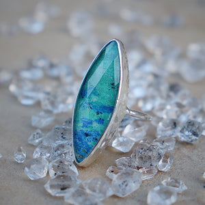 Azurite Crystal Elfin Ring