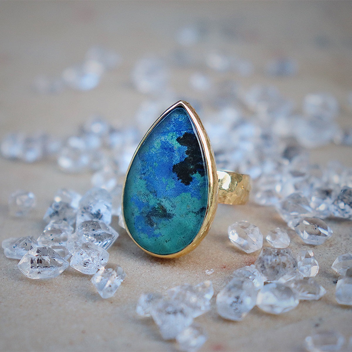 Azurite Crystal Ring