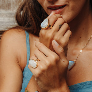 Rainbow Moonstone Ring
