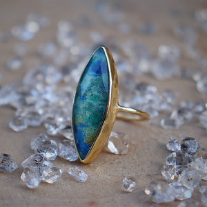 Azurite Crystal Elfin Ring