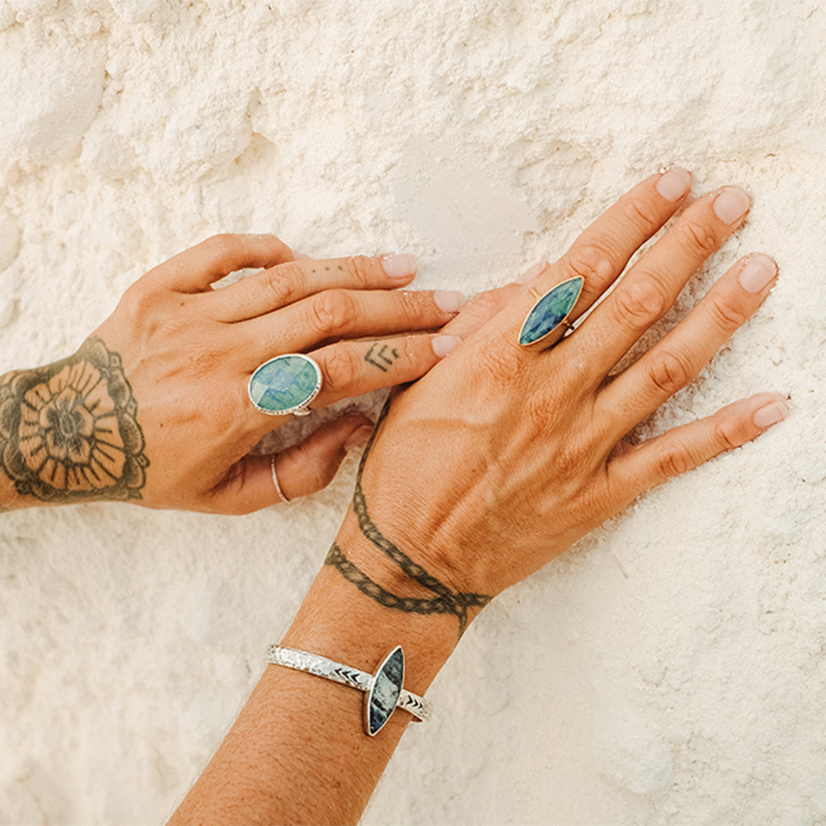 Azurite Crystal Elfin Ring