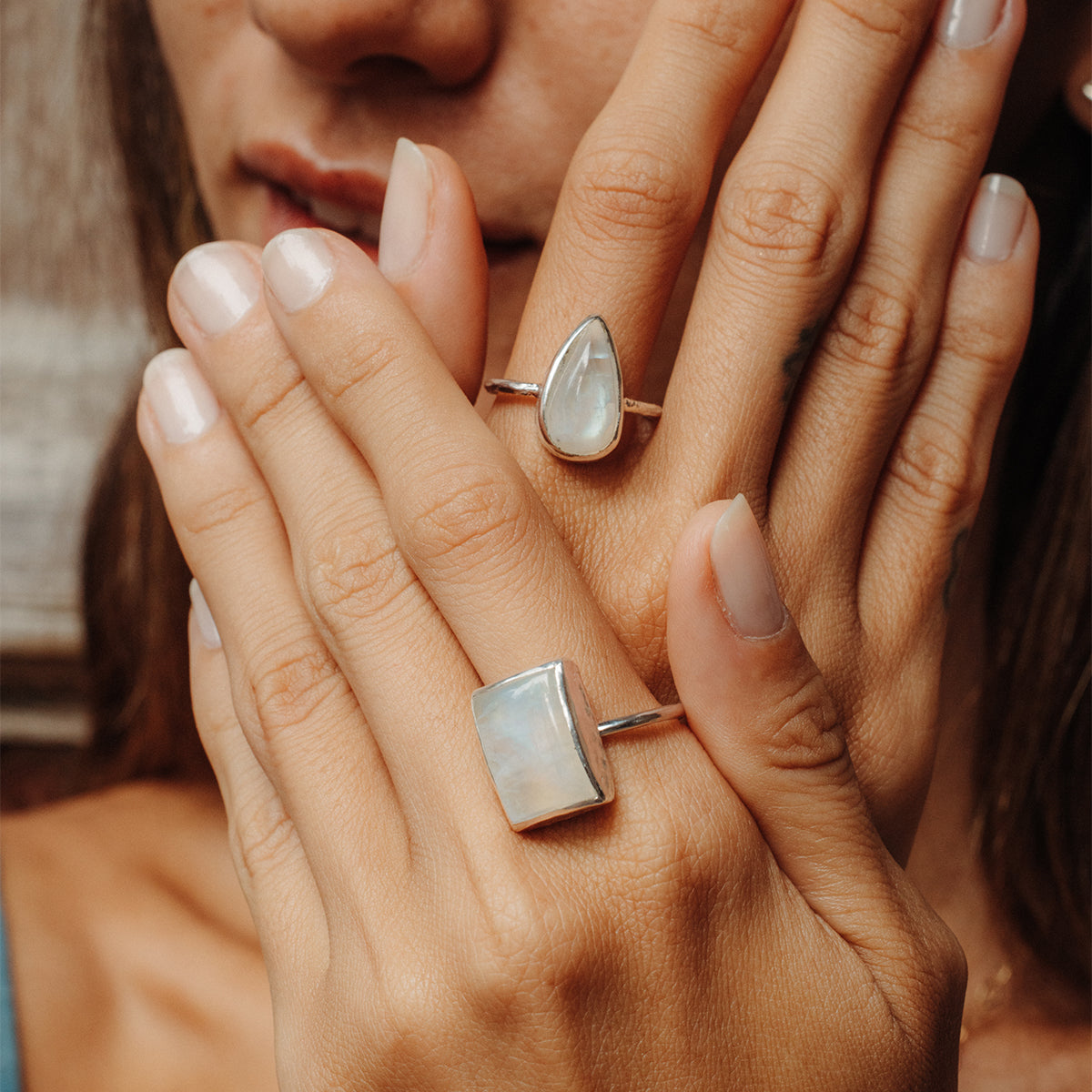 Rainbow Moonstone Elfin Ring