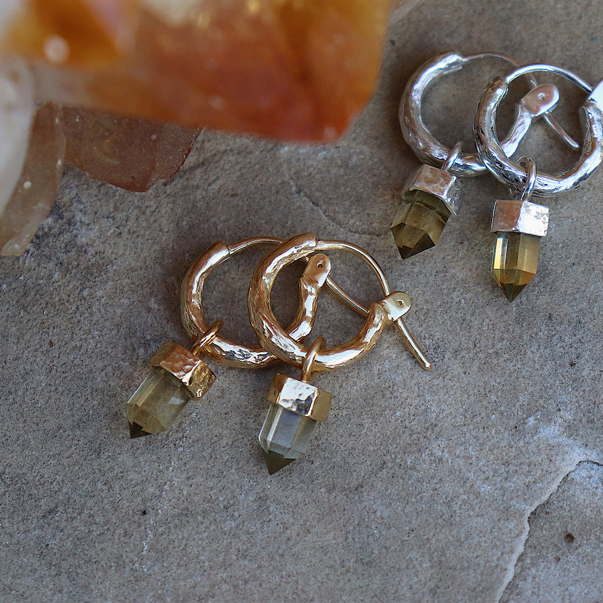 Wand Hoop Earrings || Citrine