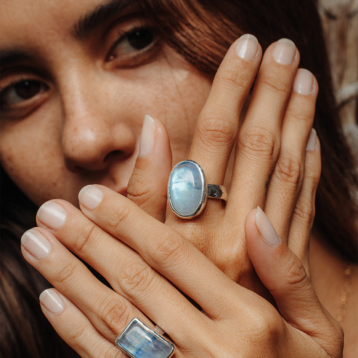 Rainbow Moonstone  Ring