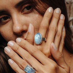 Rainbow Moonstone  Ring