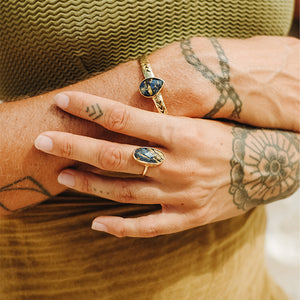 Azurite Crystal Elfin Ring