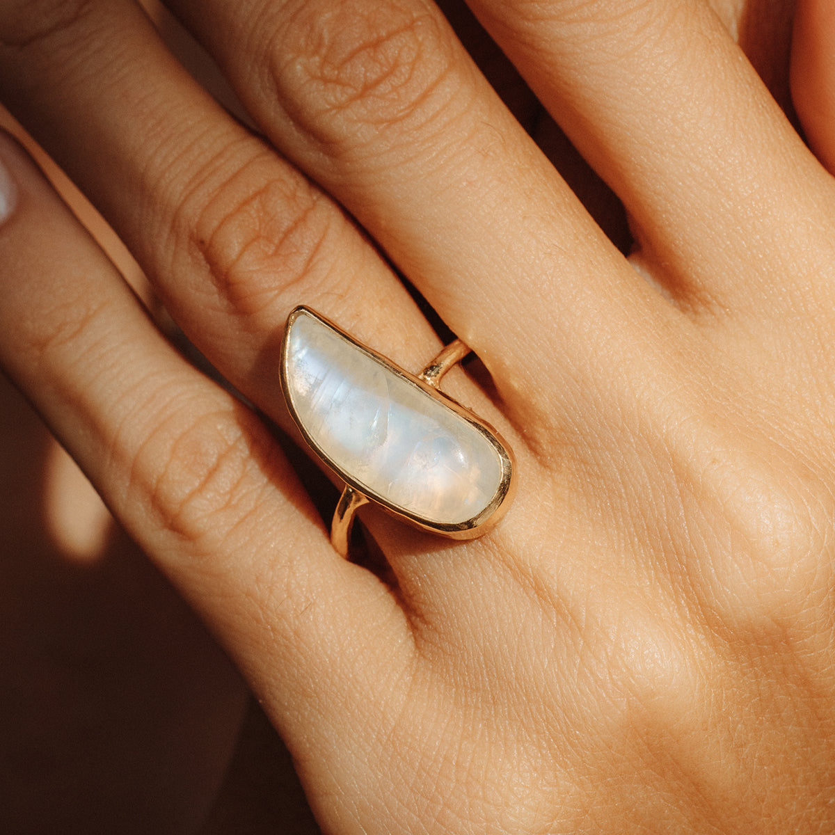 Rainbow Moonstone Elfin Ring