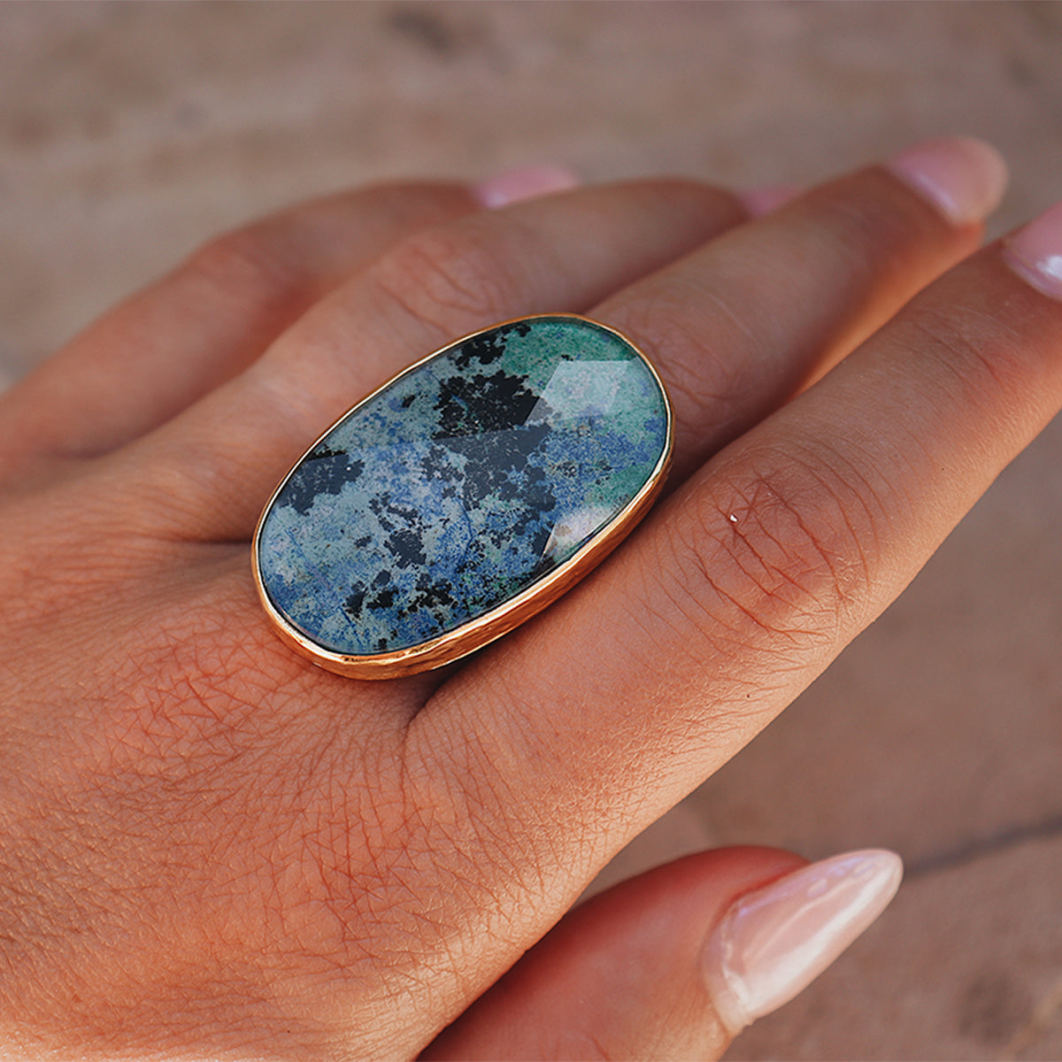 Azurite Crystal Ring