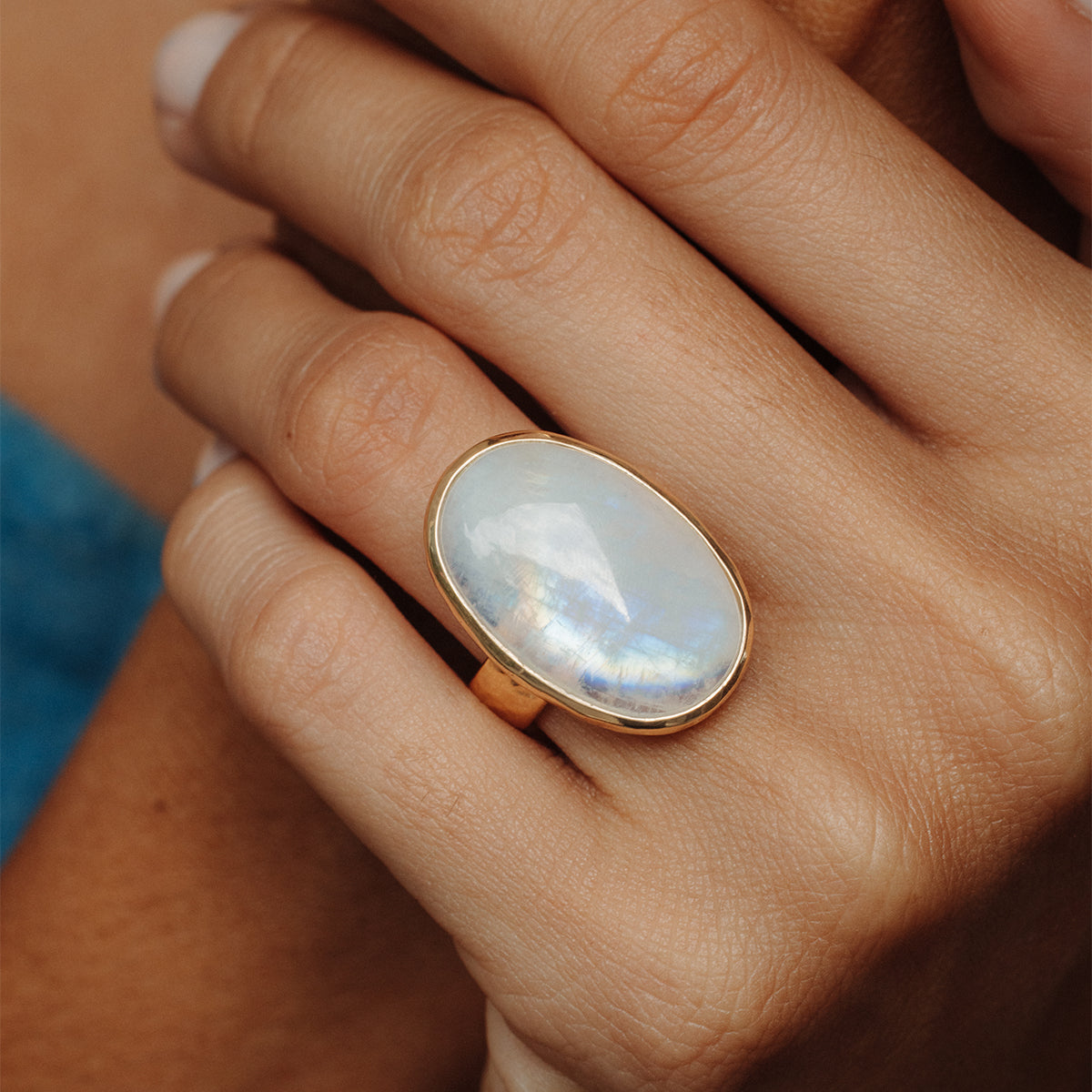 Rainbow Moonstone Ring