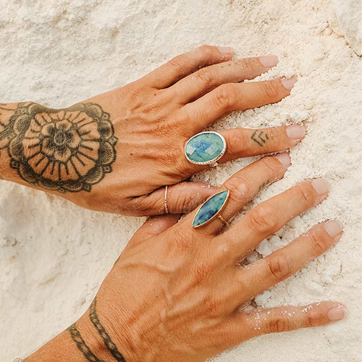 Azurite Crystal Elfin Ring