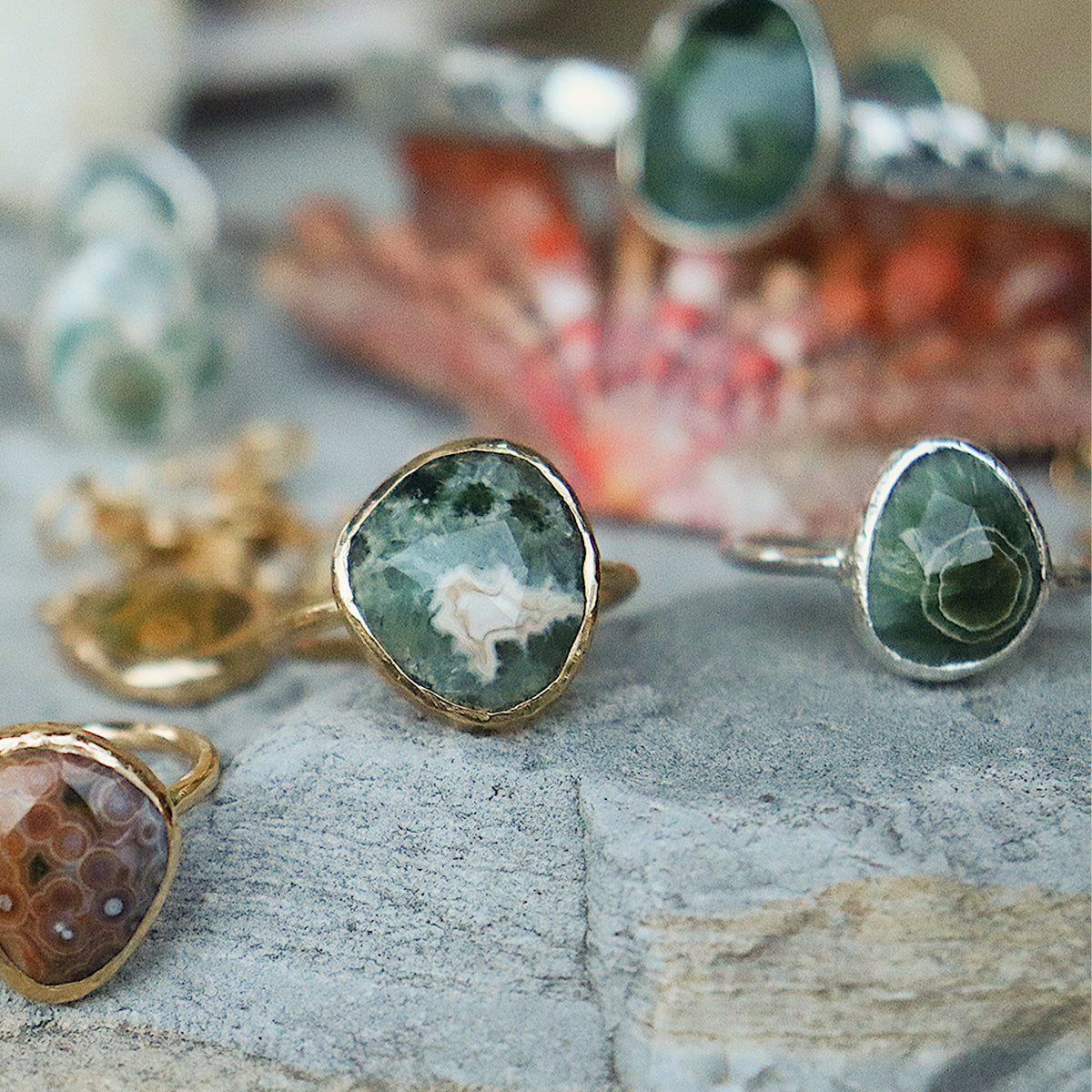 Ocean Jasper Elfin Ring