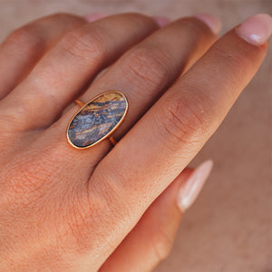 Azurite Crystal Elfin Ring