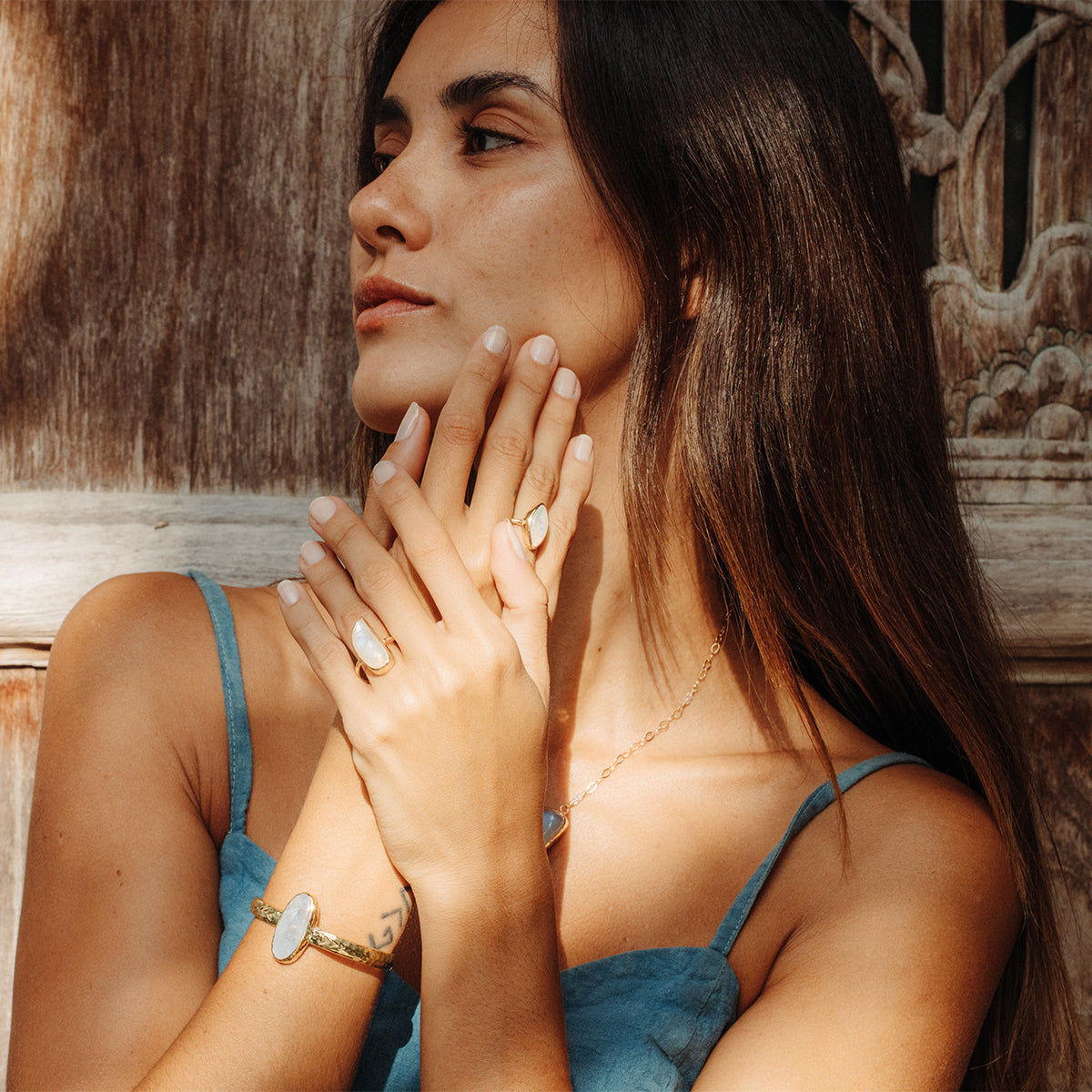 Rainbow Moonstone Elfin Ring
