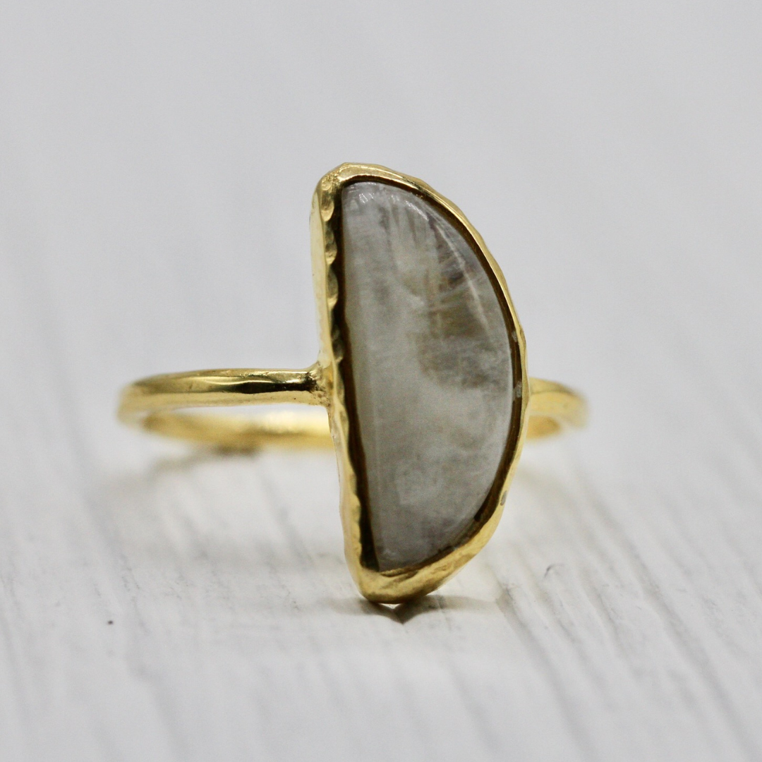 Moonstone Elfin Ring ||  half moon