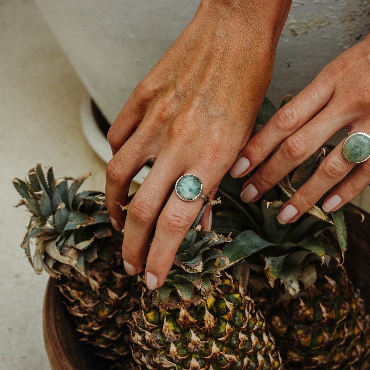 Emerald Quartz Elfin Ring