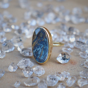 Azurite Crystal Elfin Ring