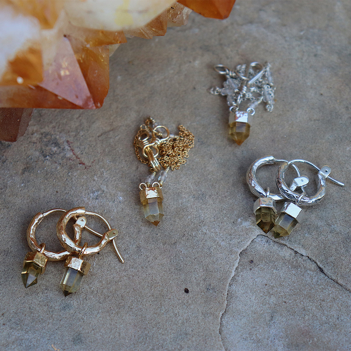 Wand Hoop Earrings || Citrine