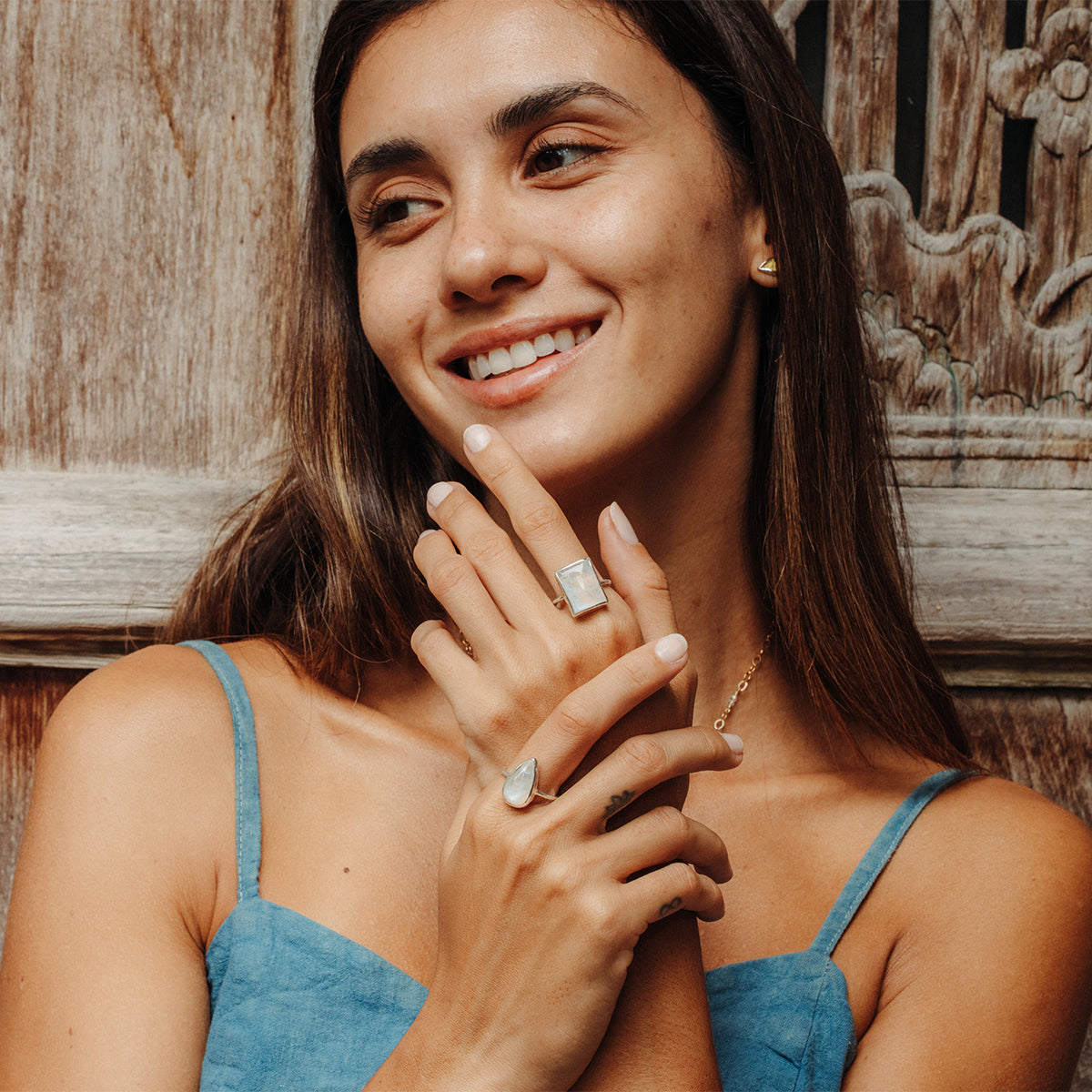 Rainbow Moonstone Elfin Ring