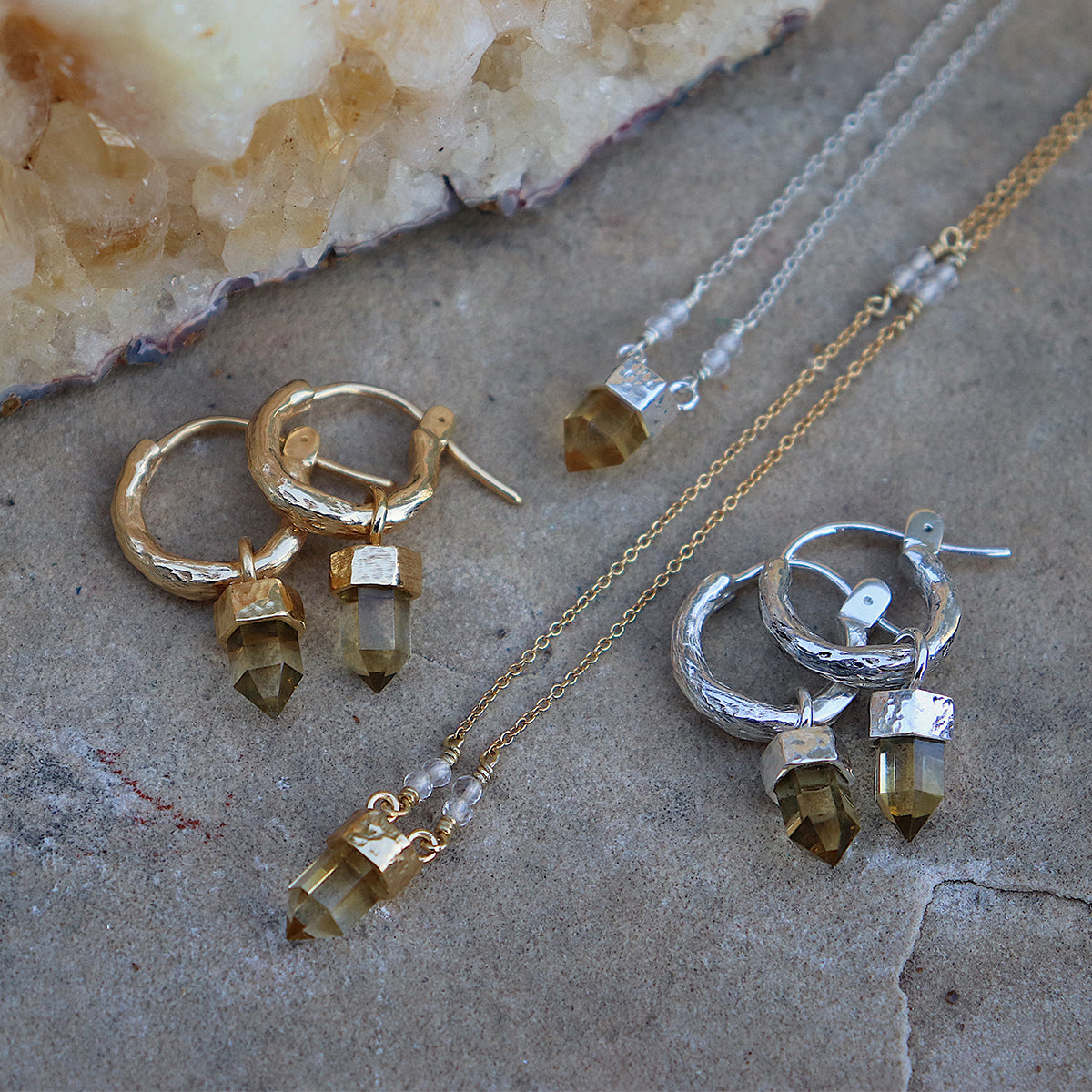 Wand Hoop Earrings || Citrine