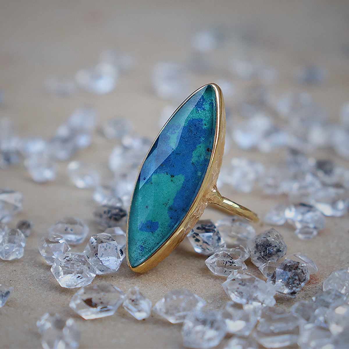 Azurite Crystal Elfin Ring