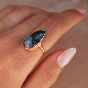 Azurite Crystal Elfin Ring