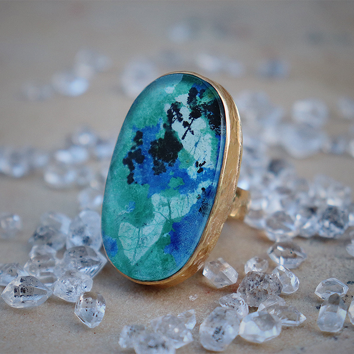 Azurite Crystal Ring