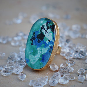 Azurite Crystal Ring