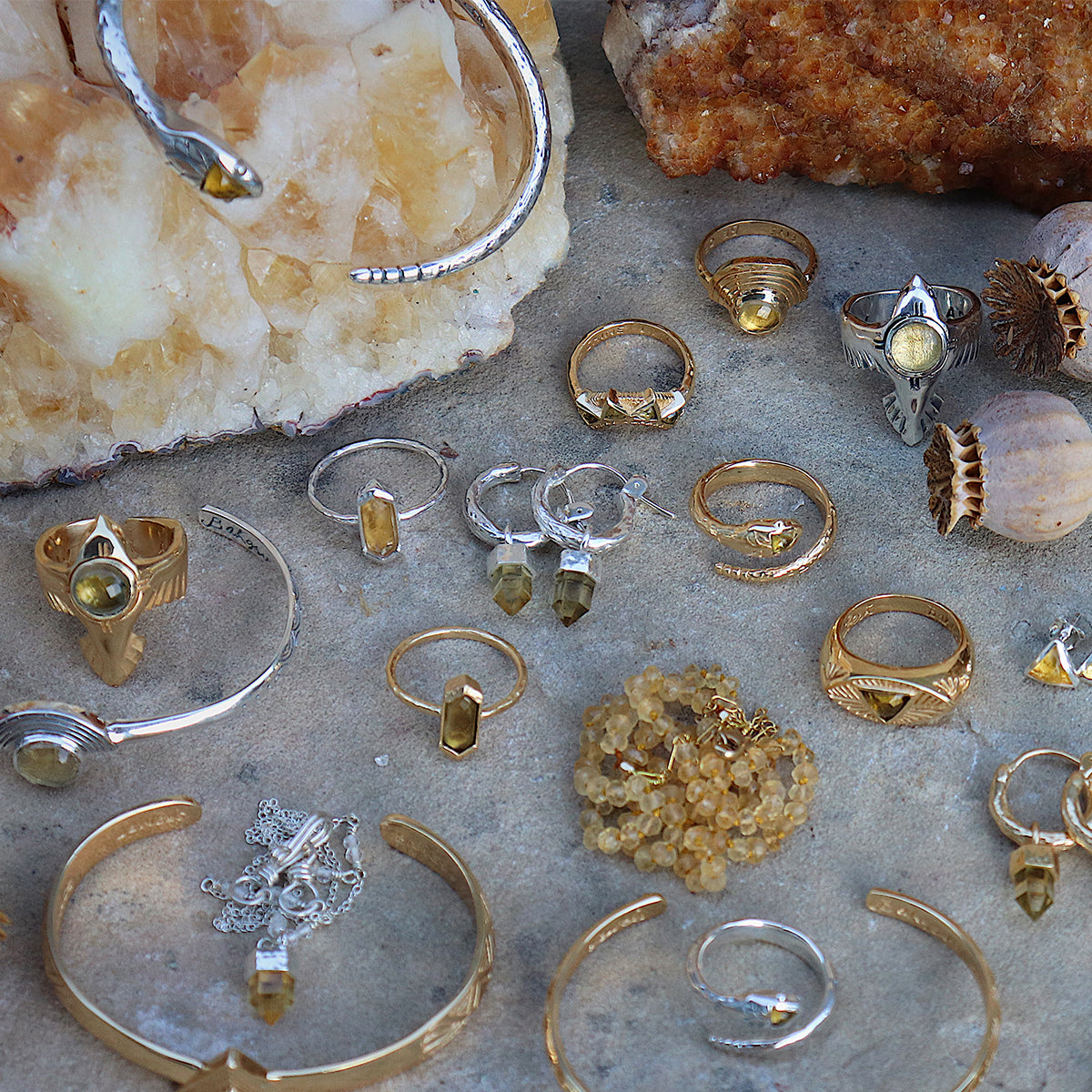 Wand Hoop Earrings || Citrine