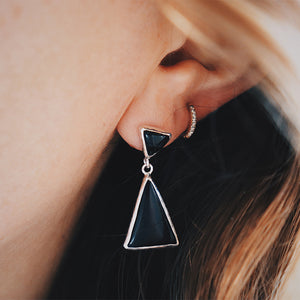 Ancestor Earrings || obsidian