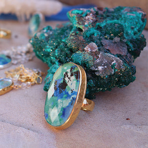 Azurite Crystal Ring