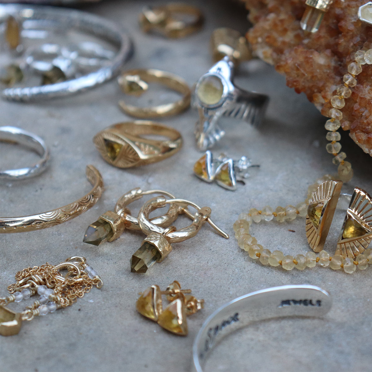 Wand Hoop Earrings || Citrine