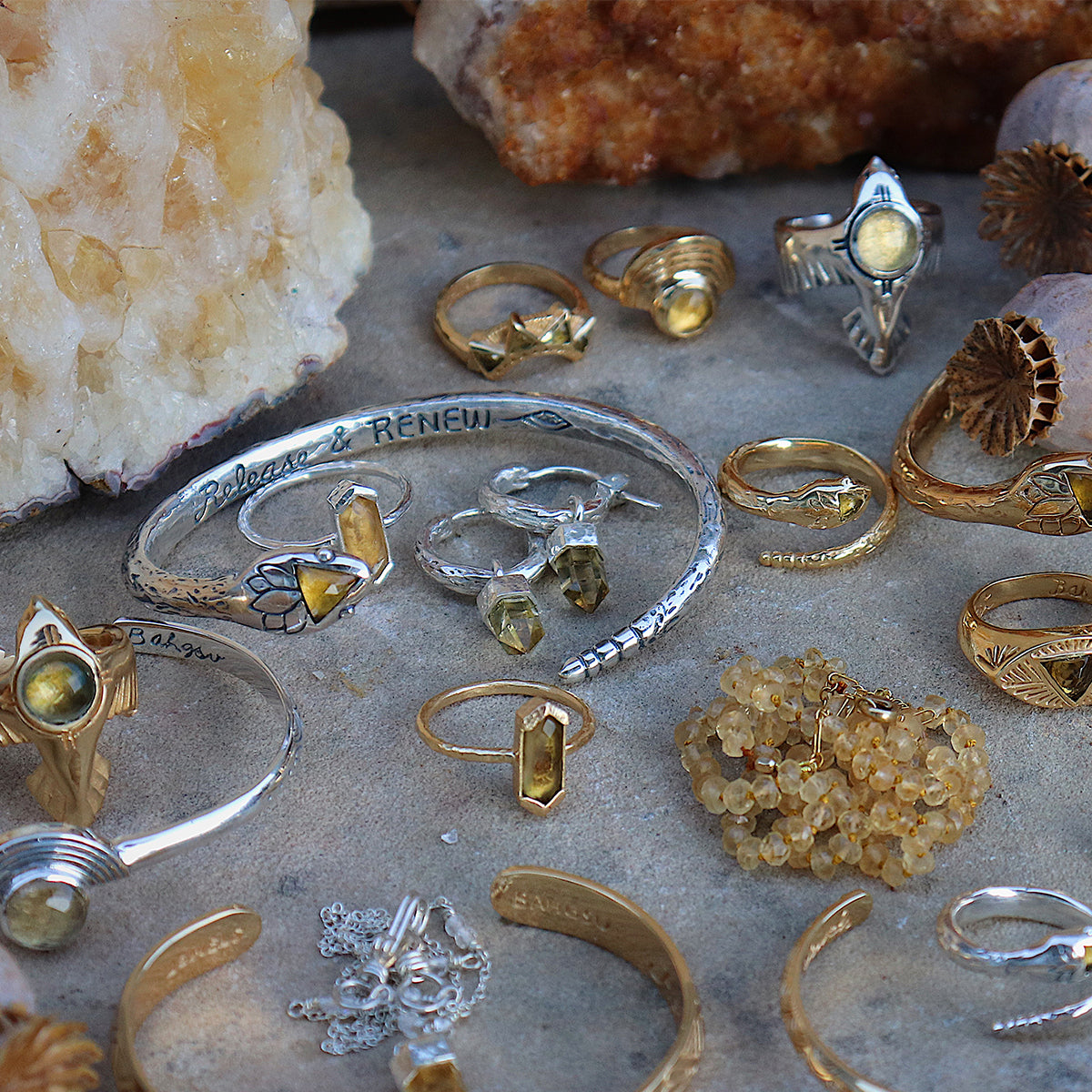 Wand Hoop Earrings || Citrine