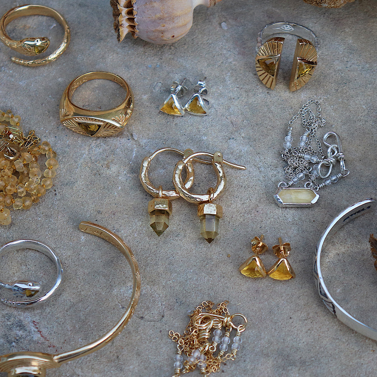 Wand Hoop Earrings || Citrine