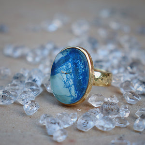 Azurite Crystal Ring