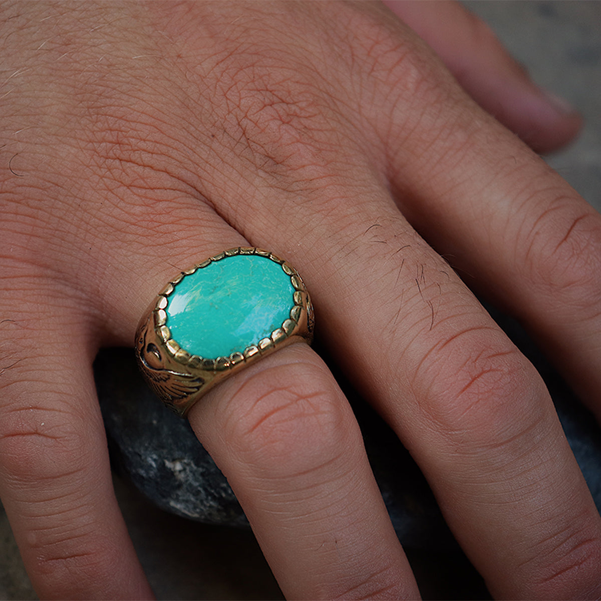 【Bahgsu Jewels】Xavier Rudd Collab turquoiseリング Men's Ring - turquoise - Xavier Rudd Collab - Bahgsu