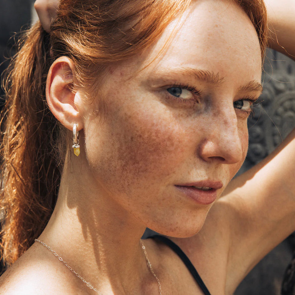 Wand Hoop Earrings || Citrine