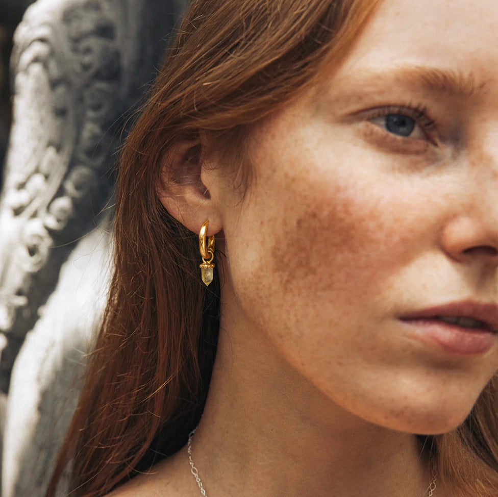 Wand Hoop Earrings || Citrine